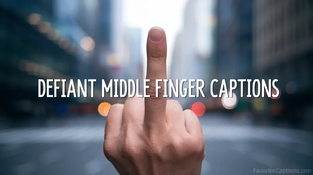 Defiant middle finger captions