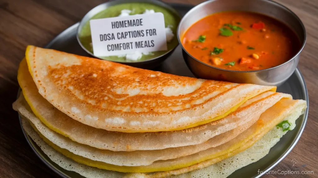 Homemade dosa captions for comfort meals