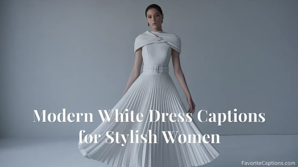 Modern White Dress Captions for Stylish Women