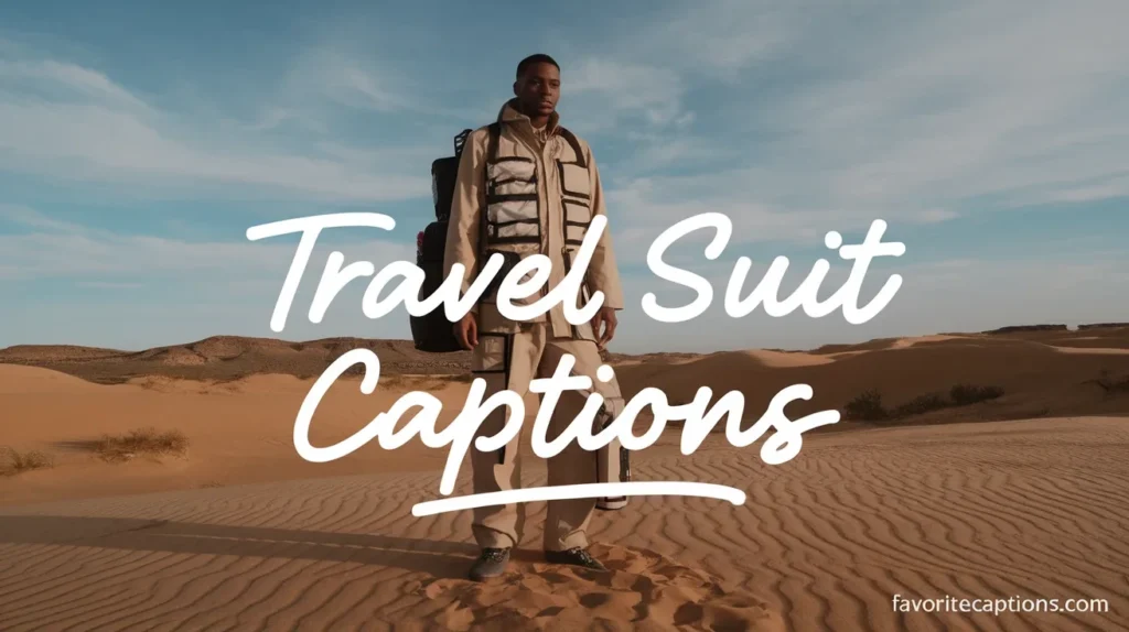 Travel suit captions