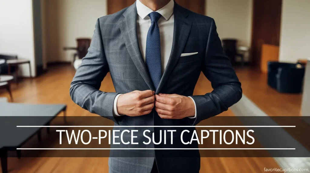 Two-piece suit captions