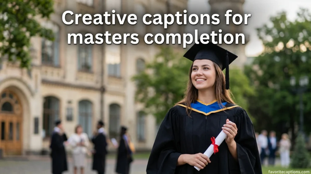 Creative captions for masters completion