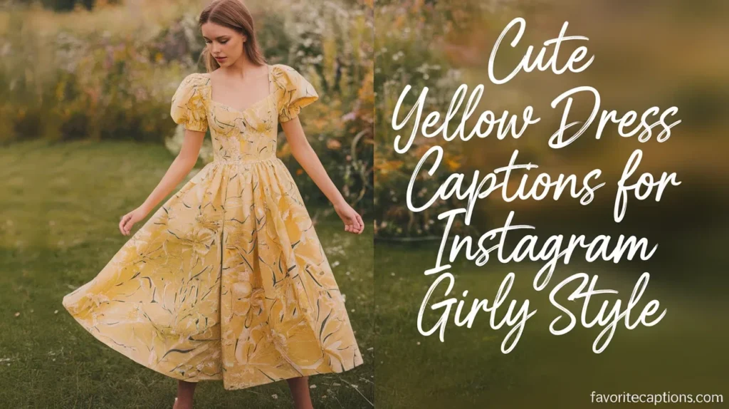Cute yellow dress captions for Instagram girly style