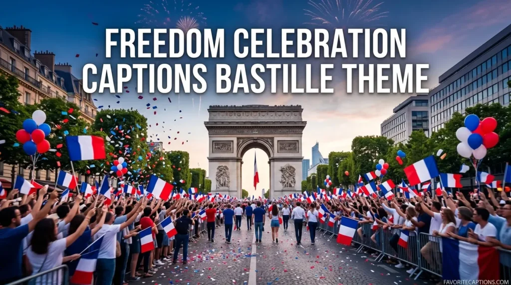 Freedom celebration captions Bastille theme
