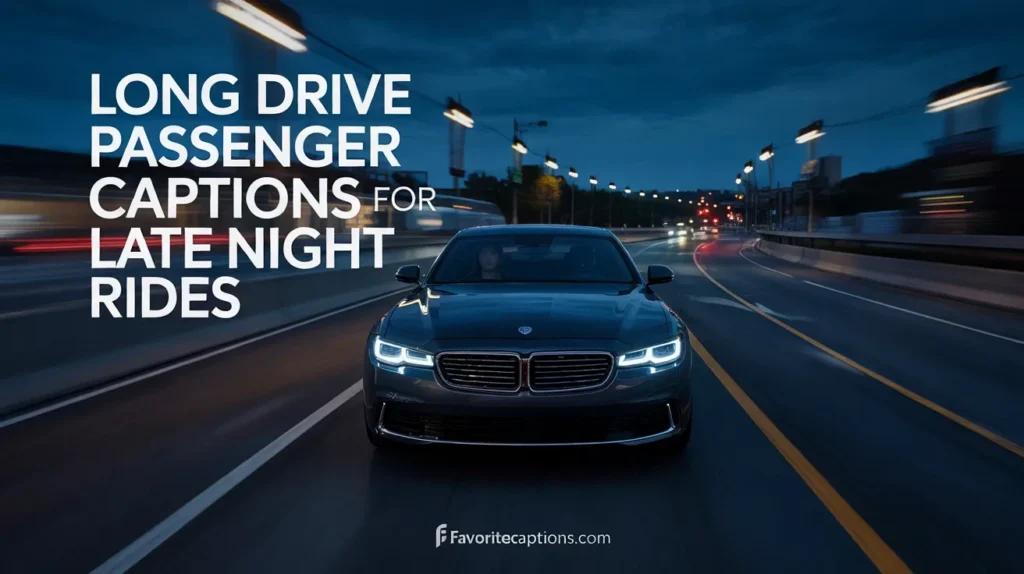 Long drive passenger captions for late night rides