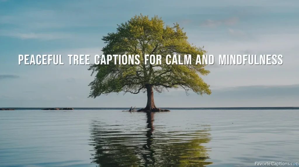 Peaceful tree captions for calm and mindfulness