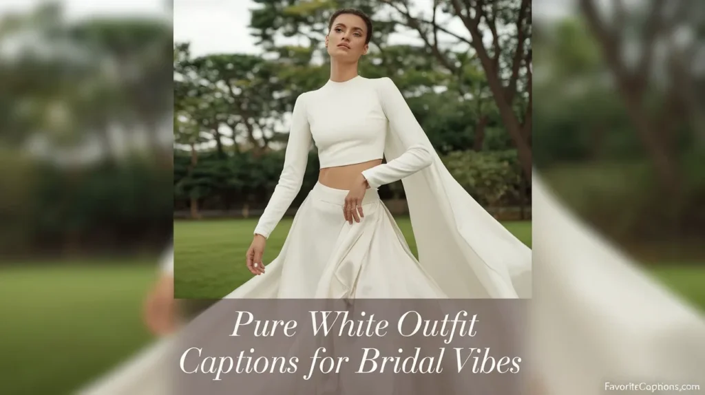 Pure white outfit captions for bridal vibes