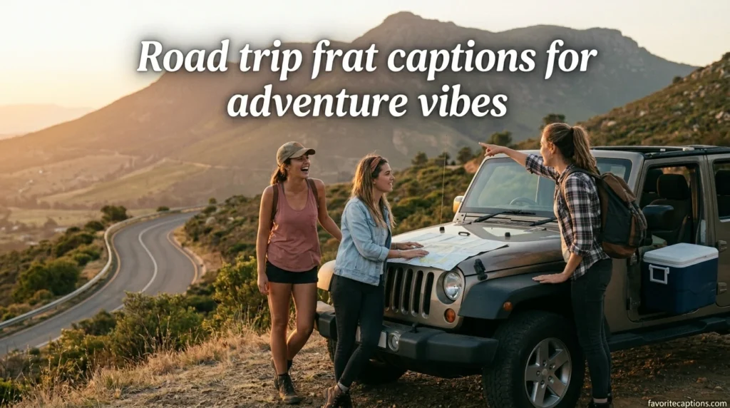 Road trip frat captions for adventure vibes