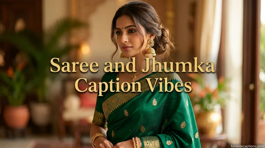 Saree and Jhumka Caption Vibes