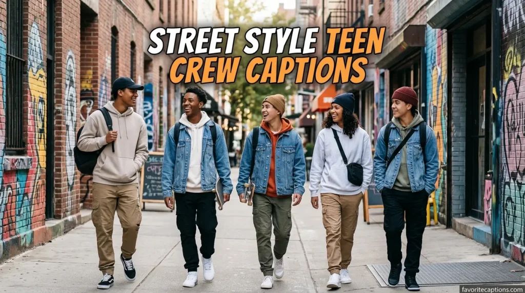 Street style teen crew captions