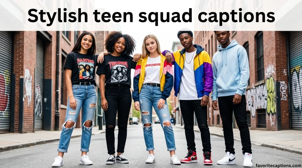Stylish teen squad captions