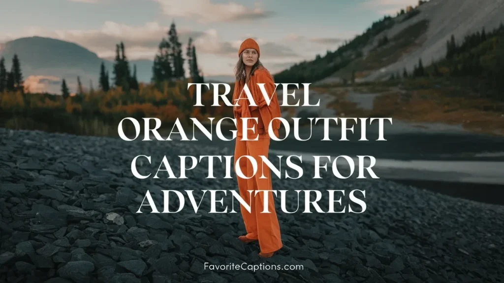 Travel orange outfit captions for adventures