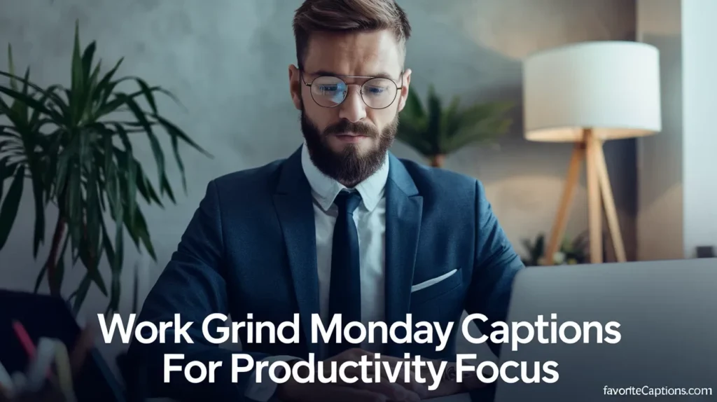 Work grind monday captions for productivity focus