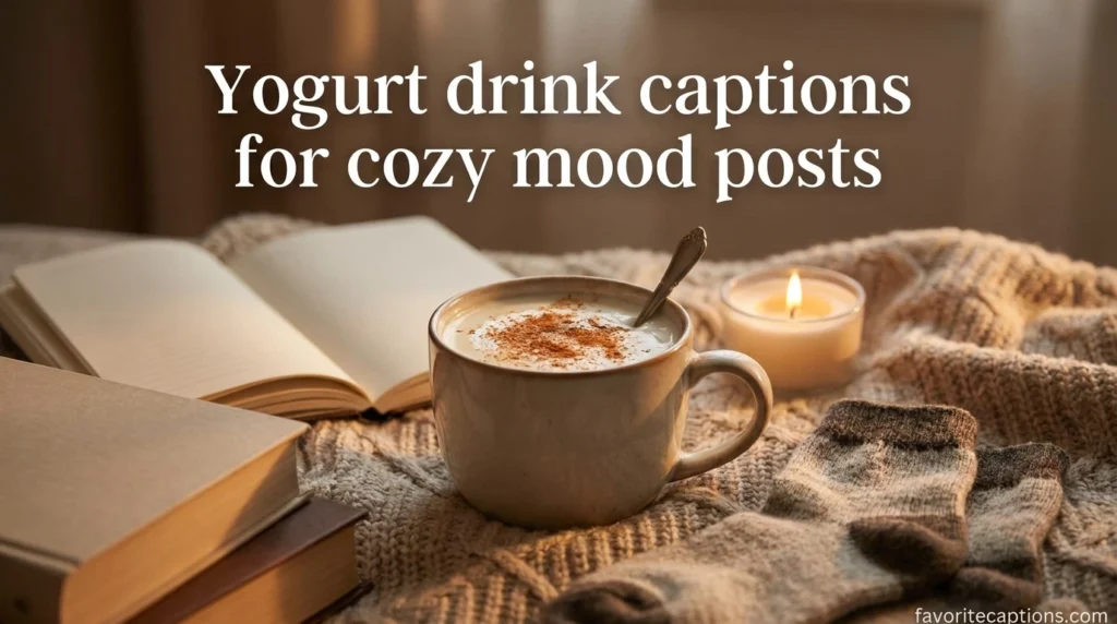 Yogurt drink captions for cozy mood posts