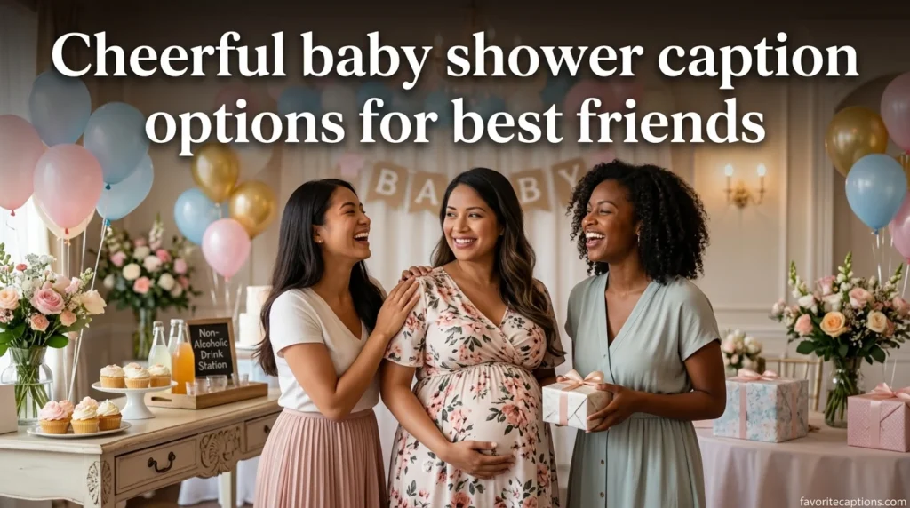 Cheerful baby shower caption options for best friends