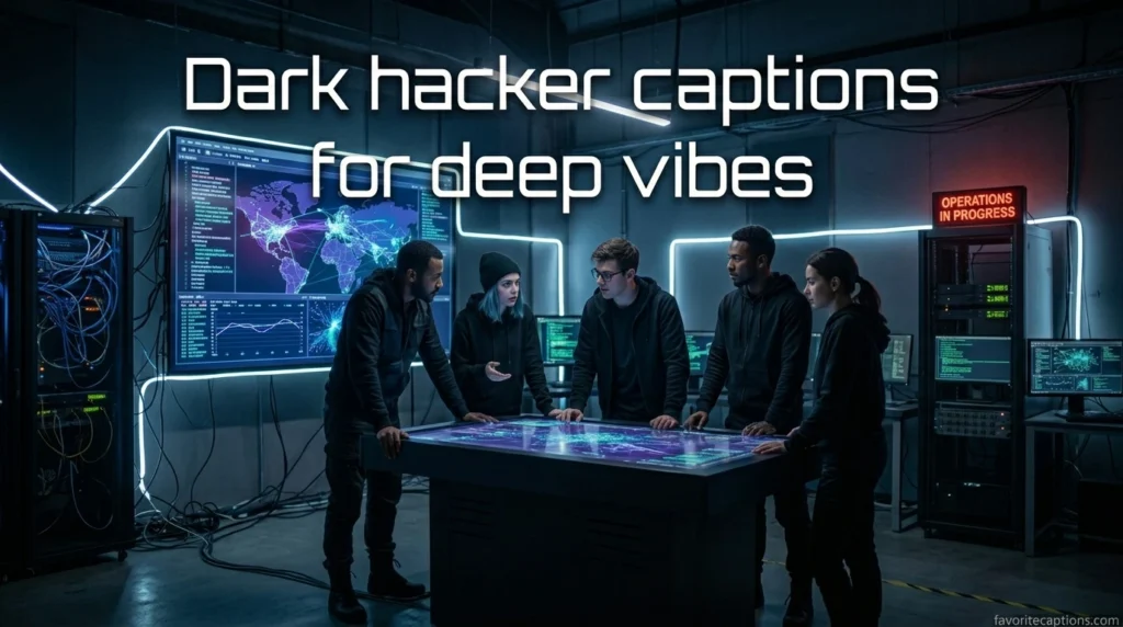 Dark hacker captions for deep vibes