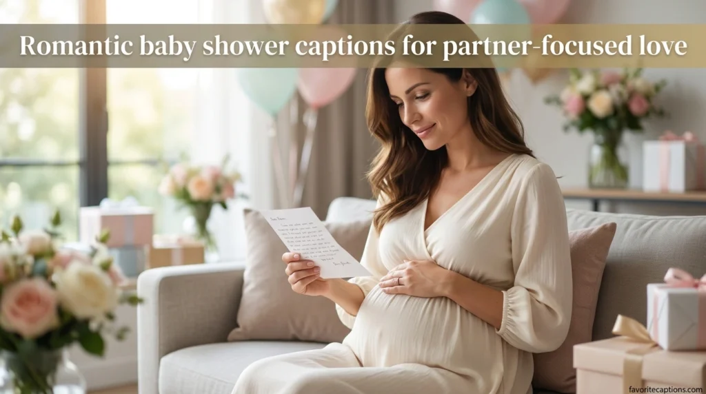 Romantic baby shower captions for partner-focused love